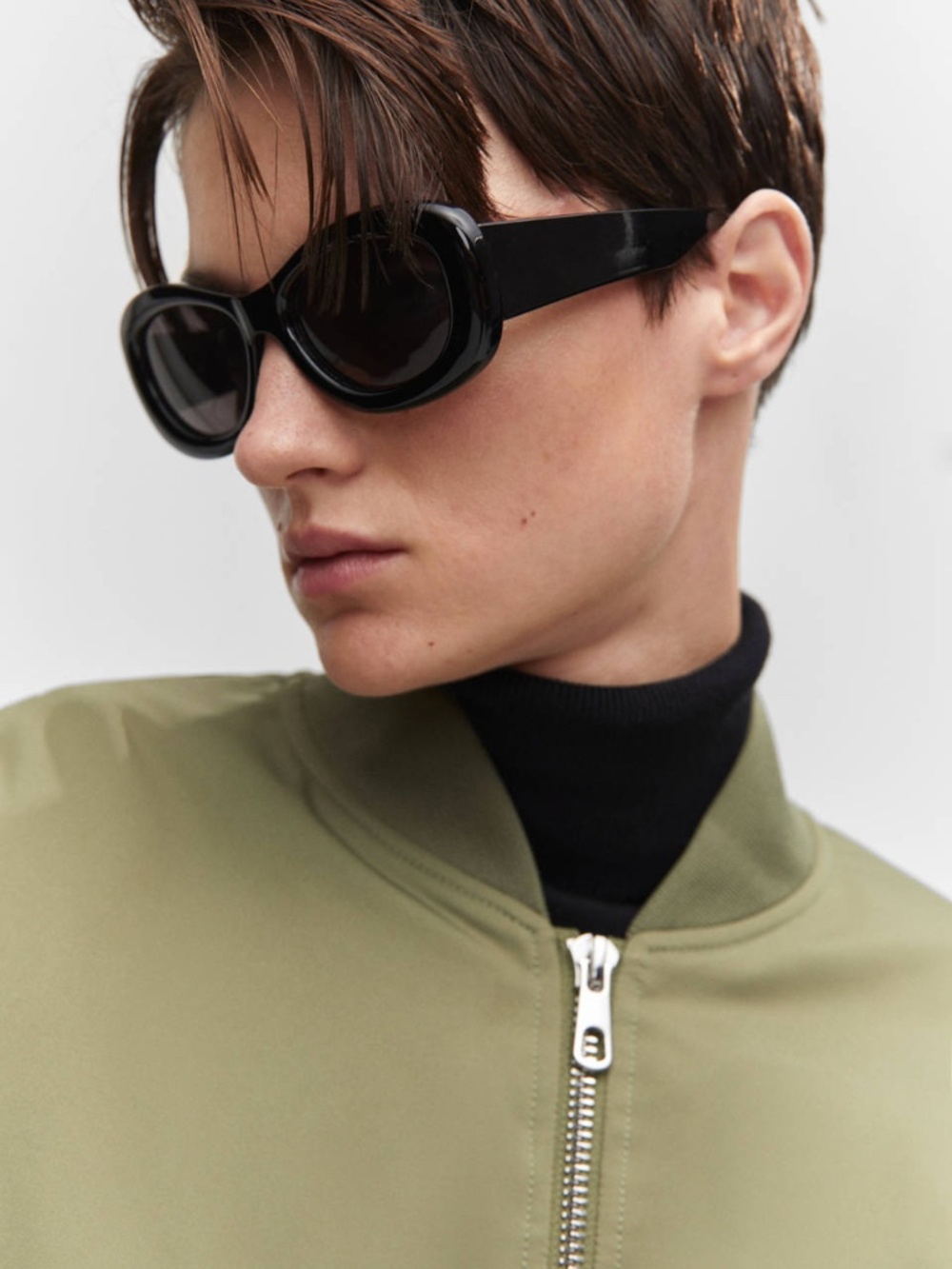 mango | oversized jacket bomber | crew neck | olive | us xxl - Picture 12 of 12